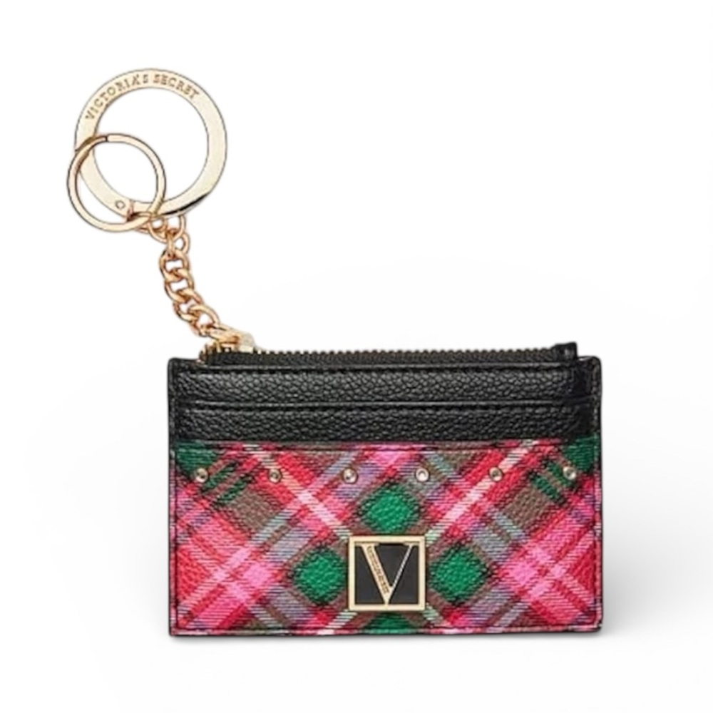 Victoria's Secret Plaid Card Holder - Black, Pink, and Green